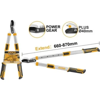 Nůžky na větve Nůžky zahradní na větve 66-86cm INGCO teleskopické s převodem Industrial KLC