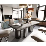 DELIFE Jídelní stůl Edge 200x100 XL akácie platinová Troa nerezová ocel grafit Live-Edge