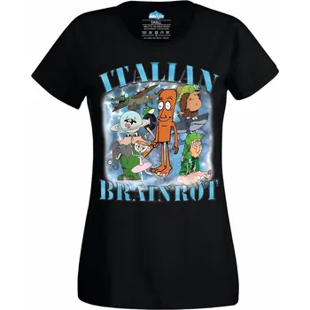 Dámské tričko Kreslené Postavičky Italian Brainrot (Velikost: 4XL, Barva: Černá)
