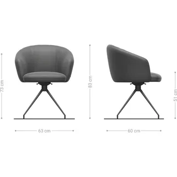 Jídelní židle DELIFE Jídelní židle Caja-Flex s područkami pravá kůže černá křížová podnož zúžená nerezová ocel 180° otočná taštičkové pružiny