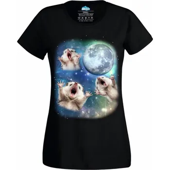 Dámské tričko Ježci vyjící na Měsíc (Velikost: 4XL, Barva: Černá)