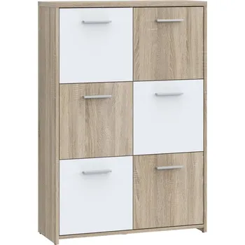 Komoda Komoda Kvad 77x113x30 cm, bílá a dub sonoma