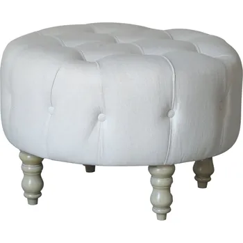 Taburet Solenzara Čalouněný Tyler Round Ottoman - ML-7709 Látkové čelounění: TP-068 Šedá, Povrchová úprava nohou: Whitewash M Beech P132A