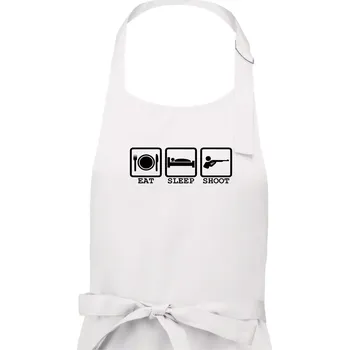 Kuchyňská zástěra Eat sleep shot - Dámská zástěra na vaření - Univerzální velikost ( Bílá )