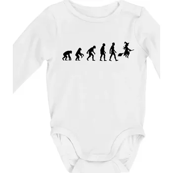 Dětská móda Evoluce čarodějnice - Body kojenecké s dlouhým rukávem - Dlouhý r. do 3 měs ( Bílá )