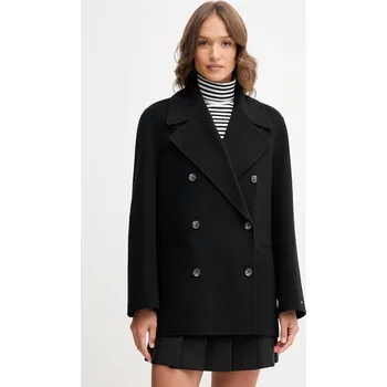 Dámský kabát Kabát s vlnou Tommy Hilfiger černá barva, WW0WW47479 99X, vel. 40