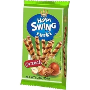 ZPC FLIS, Sp.j. , Kuranów 12, Radziejowice, Polsko HAPPY SWINGS - trubičky s ořechovou náplní 150g