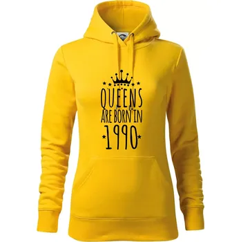 Dámská mikina Queens are born in 1990 - Mikina dámská Cape s kapucí - S ( Žlutá )