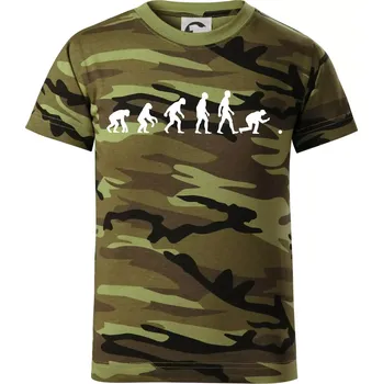 Evoluce petanque - Dětské maskáčové triko - 146 cm/10 let ( Zelený maskáč )