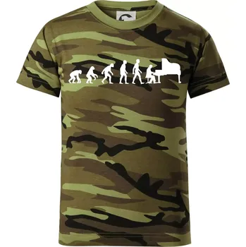 Chlapecké tričko Evoluce piano - Dětské maskáčové triko - 146 cm/10 let ( Zelený maskáč )