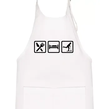 Kuchyňská zástěra Eat sleep koloběh - koloběžka - Dětská zástěra na vaření - Univerzální velikost ( Bílá )