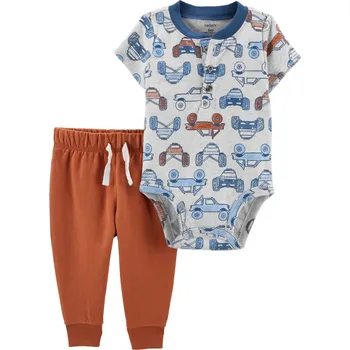 Kojenecká souprava CARTER'S Set 2dílný body kr. rukáv, tepláky Brown Cars Henley kluk 6m