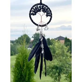 Lapač snů Magieprirody.cz Lapač snů s černým obsidiánem a stromem života #ZB358 ochrana, síla a vnitřní stabilita