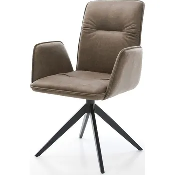 Jídelní židle DELIFE Jídelní židle Vinja-Flex mikrovlákno taupe vintage křížová podnož široká černá 360° otočná houpací funkce