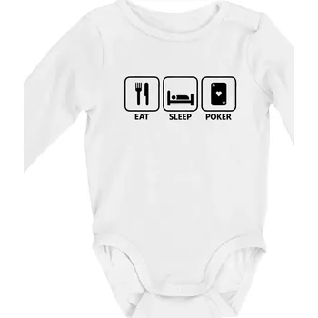 Kojenecký body Eat sleep poker - Body kojenecké s dlouhým rukávem - Dlouhý r. do 3 měs ( Bílá )