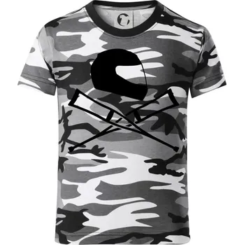 Chlapecké tričko Silniční helma / berle - Dětské maskáčové triko - 134 cm/8 let ( Šedý maskáč )