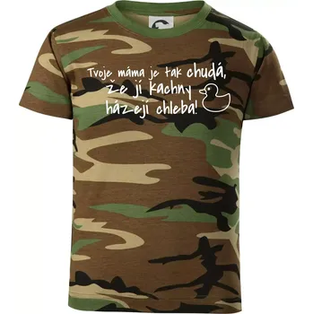 Chlapecké tričko Tvoje mama je tak chudá - kachny - Dětské maskáčové triko - 104-110cm / 3-4 roky ( Hnědý maskáč )