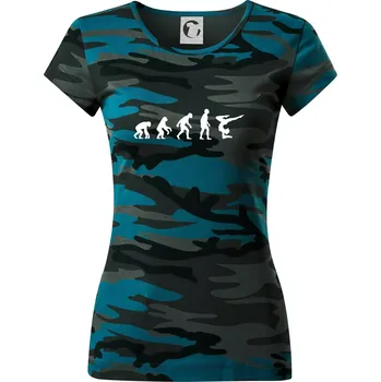 Dámské oblečení Evoluce yoga - Dámské maskáčové triko - S ( Petrolejová maskáč )