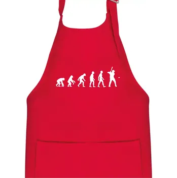 Kuchyňská zástěra Evoluce baseball pálkař nápřah + míček - Dětská zástěra na vaření - Univerzální velikost ( Červená )