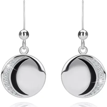 Náušnice Visací stříbrné náušnice 925 - kruh, černý půlměsíc, zirkonová kuntura, africký háček