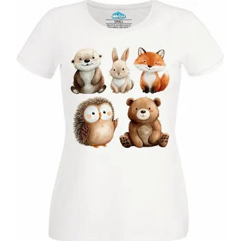 Dámské tričko Pět lesních kamarádů (Velikost: 4XL, Barva: Bílá)
