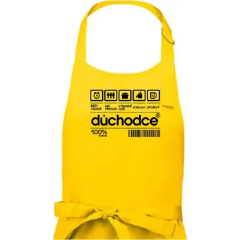 Kuchyňská zástěra Čárový kód důchodce - Pánská zástěra na vaření - Univerzální velikost ( Žlutá )