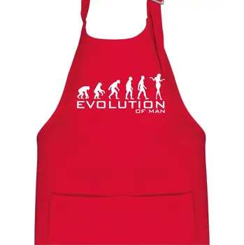 Kuchyňská zástěra Evoluce muže - Dětská zástěra na vaření - Univerzální velikost ( Červená )