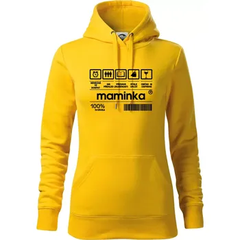 Dámská mikina Čárový kód Maminka - Mikina dámská Cape s kapucí - 2XL ( Žlutá )