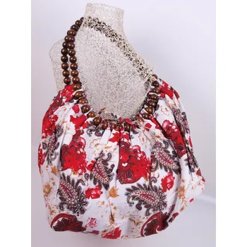 STOKLASA Taška kabela s korálkovým uchem bílá s červenou