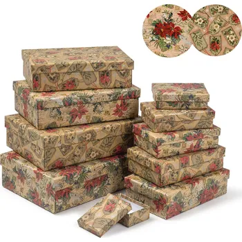 ARGUS Sada 10 ks dárkových krabic vánoční natur kraft 25001183