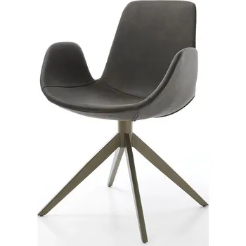 Jídelní židle DELIFE Jídelní židle Ilia-Flex s područkami mikrovlákno antracit vintage křížová podnož široká titanová barva 360° otočná