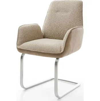 Jídelní židle DELIFE Jídelní židle Zoa-Flex kombinace materiálů tmavě béžová jídelní židle plochá nerezová ocel taštičkové pružiny