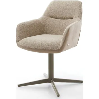 Jídelní židle DELIFE Jídelní židle Pejo-Flex kombinace materiálů tmavě béžová křížová podnož titanová povrchová úprava 360° otočný taštičkové pružiny