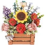 RoboTime 3D dřevěná skládačka Truhlík s květinami