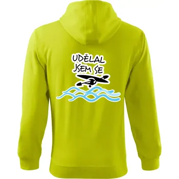 Pánská mikina Udělal jsem se - Mikina s kapucí na zip trendy zipper - XL ( Limetková )