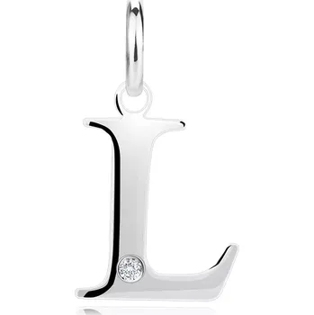 Přívěsek Diamantový přívěsek ze stříbra 925 - velké písmeno L, kulatý briliant