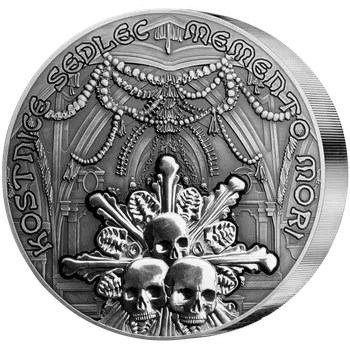 Kostnice Sedlec – memento mori, exkluzivní stříbrná ražba s vysokým reliéfem, 5 oz