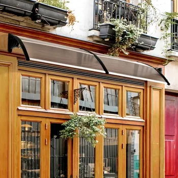 Stříška nad vchodové dveře Polykarbonátová vchodová stříška 75x195x23cm | hnědá