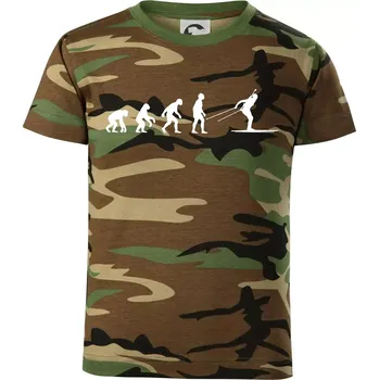 Chlapecké tričko Biathlon Evoluce Běh - Dětské maskáčové triko - 104-110cm / 3-4 roky ( Hnědý maskáč )