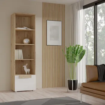 Knihovna Knihovna Arko 55x197x41 cm, bílá a dub sonoma