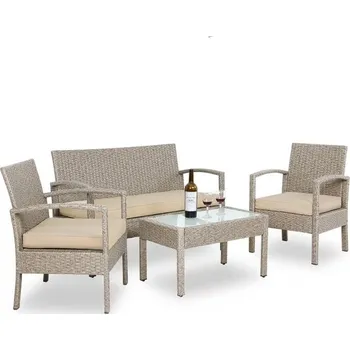 Sedací souprava Zahradní sedací souprava z polyratanu 4dílná | krémová