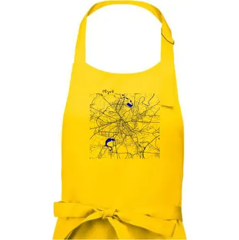 Kuchyňská zástěra Plzeň mapa s vodními toky - Dámská zástěra na vaření - Univerzální velikost ( Žlutá )