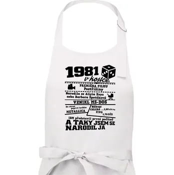 Kuchyňská zástěra 1981 v kostce - Pánská zástěra na vaření - Univerzální velikost ( Bílá )