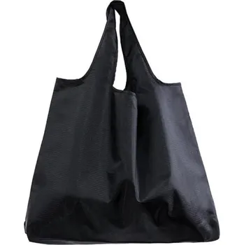 Skládací nákupní taška 58 x 40 cm Černá taška z nylonu Přenosná ekologická taška přes rameno Opakovaně použitelná taška na nákup