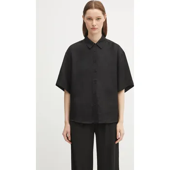 Dámská košile Košile s příměsí lnu Anine Bing coco dámská, černá barva, relaxed, s klasickým límcem, A.07.11130, S, 99X