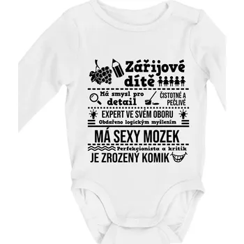 Kojenecký body Narozeniny září - Body kojenecké s dlouhým rukávem - Dlouhý r. do 3 měs ( Bílá )