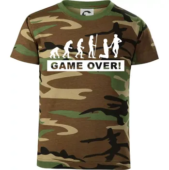 Game over evoluce - Dětské maskáčové triko - 146 cm/10 let ( Hnědý maskáč )