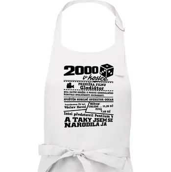 Kuchyňská zástěra 2000 v kostce - Dámská zástěra na vaření - Univerzální velikost ( Bílá )