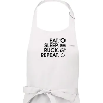 Kuchyňská zástěra Eat sleep Rugby - Pánská zástěra na vaření - Univerzální velikost ( Bílá )