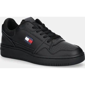 Pánské tenisky Kožené tenisky Tommy Jeans TJM RETRO BASKET pánské, černá barva, EM0EM01612 99X, EUR 46
